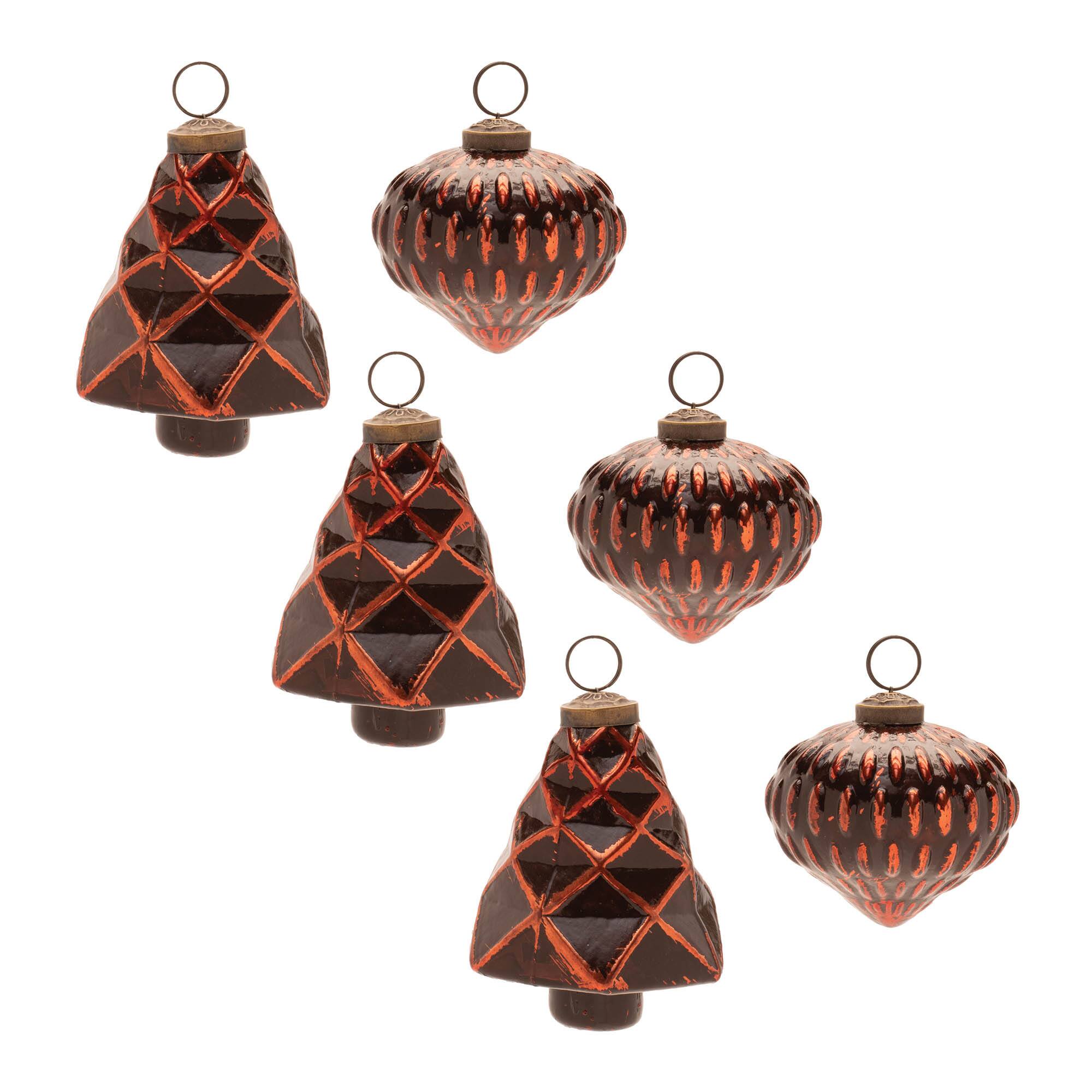 Textured Glass Tree & Onion Ornament Set